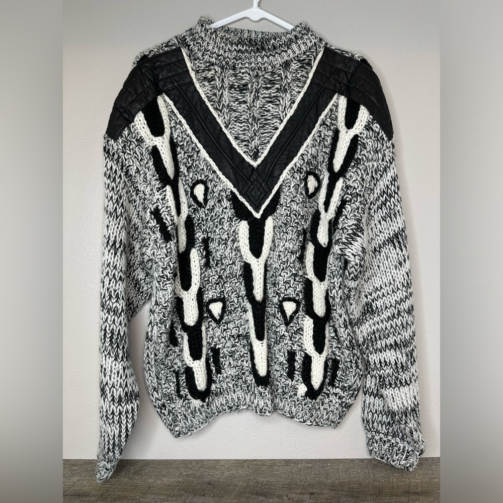 Vintage Street Scenes Men's Sweater Jumper Large Leather 80’s